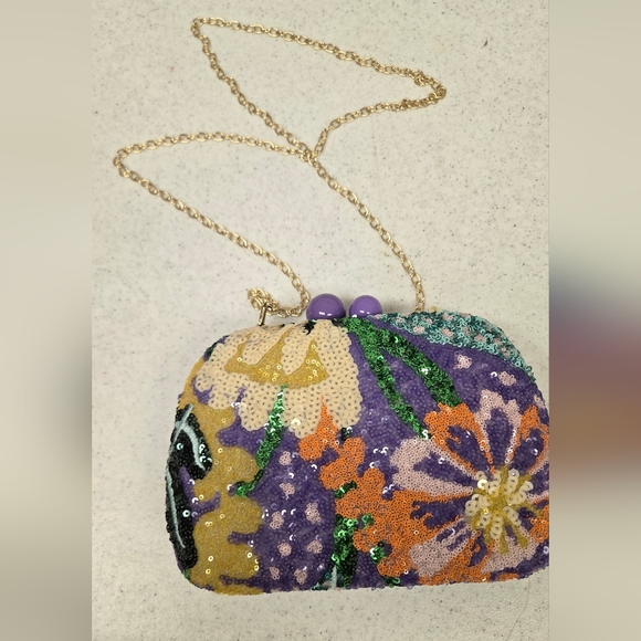 Floral Sequin Evening Bag - Picture 1 of 4